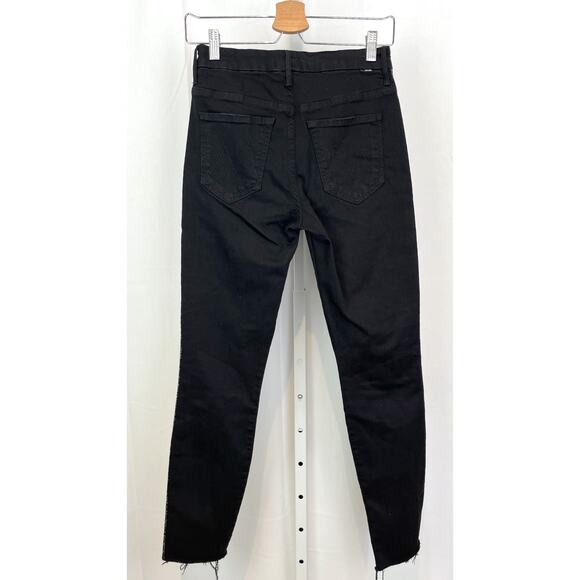 MOTHER  Size 26 High Waisted Looker Ankle Fray Jeans Guilty Glitter Racer Black - Picture 2 of 11